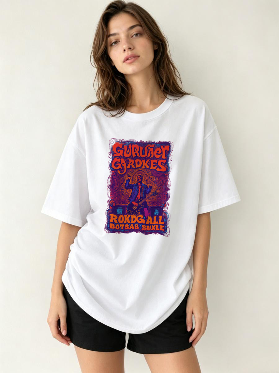 Korean Women Lifestyle - เสื้อยืดฤดูร้อน น้ำหนักเบา ระบายอากาศได้ดี นุ่มสบาย สไตล์วินเทจ โอเวอร์ไซส์