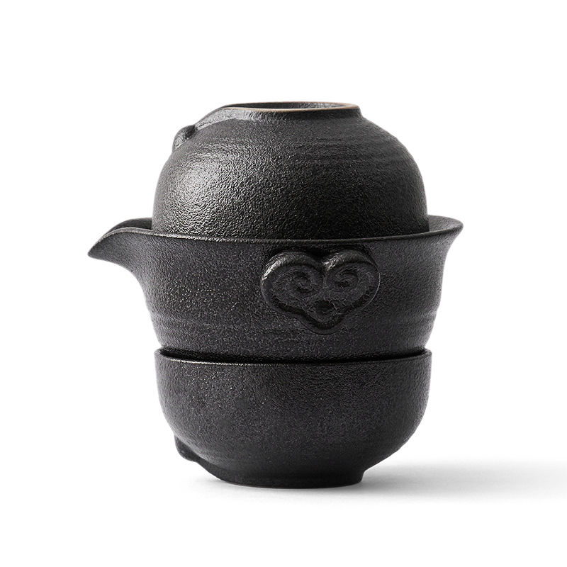 Korean Tea Set - จีน Kung Fu ชุดชา1กาน้ำชา2Teacups Travel เซรามิคเครื่องปั้นดินเผาถ้วย