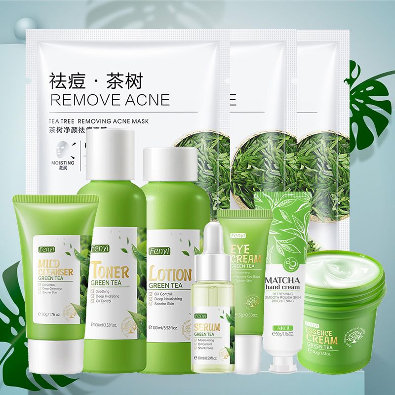 Korean Tea Set - ชุดผลิตภัณฑ์บำรุงผิวหน้า ซากุระ / ครีมบำรุงผิวหน้าชาเขียว เซรั่มบำรุงผิวหน้า ครีมบำรุงรอบดวงตา