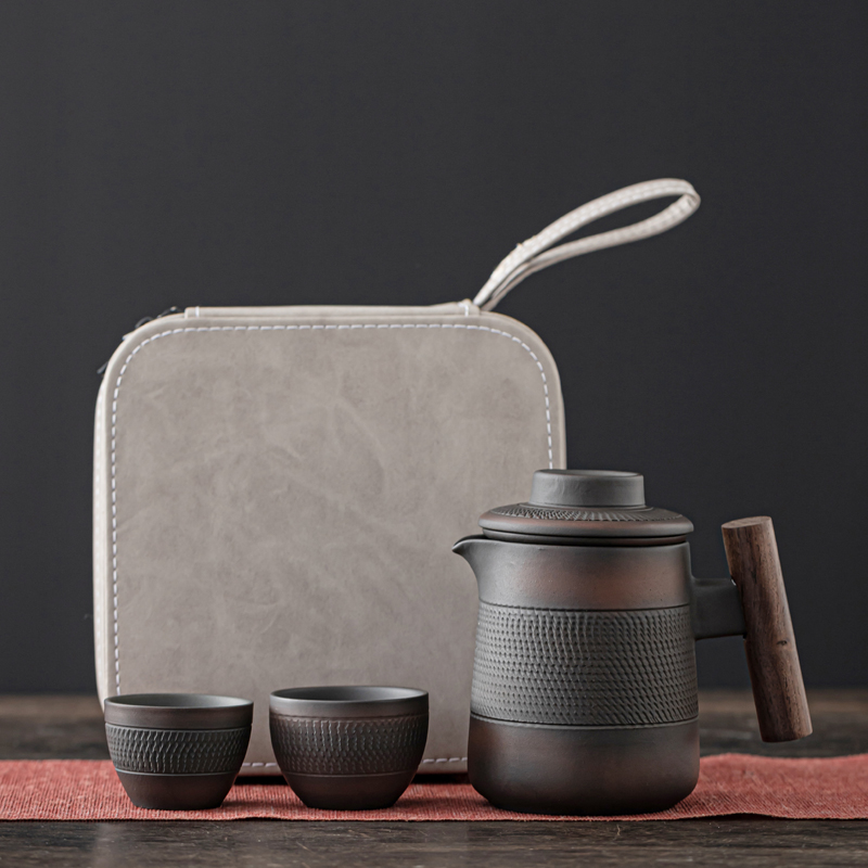 Korean Tea Set - High-End เครื่องปั้นดินเผาสีม่วง RetroTea ชุด Outdoor Travel