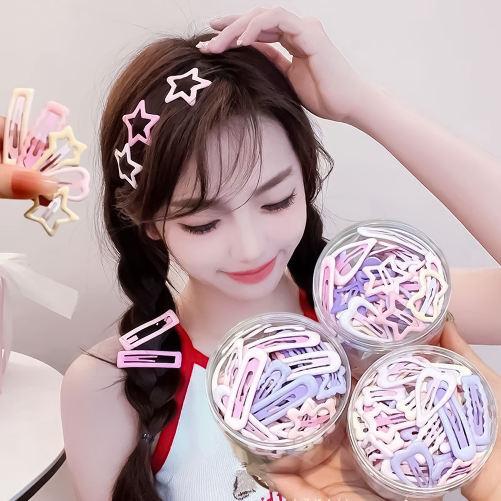 Korean Women Lifestyle - เข็มกลัดติดผมสไตล์หวาน 3 ชิ้น จับกระชับ ไม่หลุดง่าย ใช้งานได้ทุกวัน