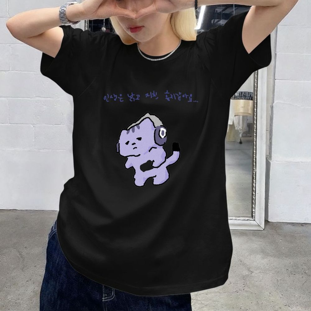 เสื้อยืดพิมพ์ลายข้อความน่ารัก  - Korean Women Lifestyle บทวิจารณ์และราคา