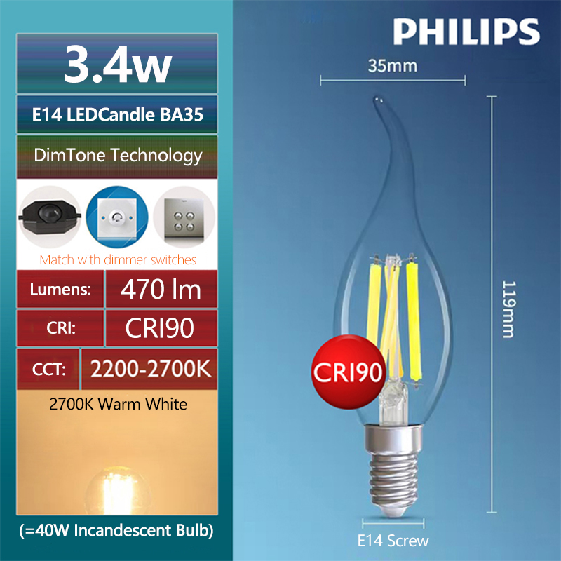 ฟิลิปส์ มาสเตอร์ LED เทียน E14 - Philips Bulb Led Classic บทวิจารณ์และราคา